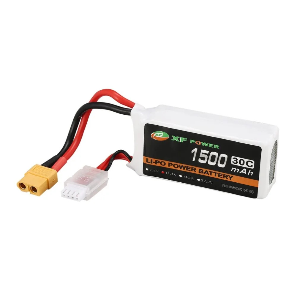 XF POWER 11.1V 1500mAh 30C 3S 3S1P Lipo Battery XT60 Plug Rechargeable For RC FPV Racing Drone Helicopter Car Boat Model
XF POWER 11.1V 1500mAh 30C 3S 3S1P Lipo Battery XT60 Plug Rechargeable For RC FPV Racing Drone Helicopter Car Boat Model