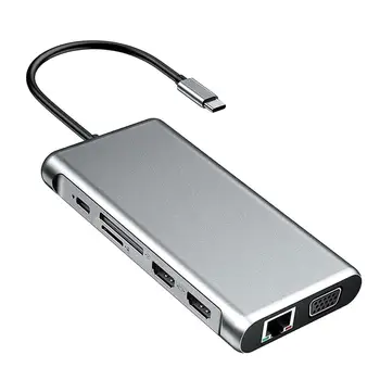 12 in 1 USB Type C Docking Station Dual 4K HDMI USB3.0 USB2.0 PD VGA RJ45 3.5mm dual TF/SD Card Slot
12 in 1 USB Type C Docking Station Dual 4K HDMI USB3.0 USB2.0 PD VGA RJ45 3.5mm dual TF/SD Card Slot