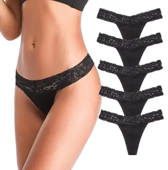 5PCS/PACK Womens Cotton Thong Underwear Lace Breathable Bikini Panties Soft Stretch T-Back Hollow Out KL432 
5PCS/PACK Womens Cotton Thong Underwear Lace Breathable Bikini Panties Soft Stretch T-Back Hollow Out KL432