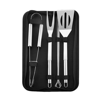 

7PCS Heavy Barbecue Tool Set. Extra Thick Stainless Steel Spatula,Fork,Tongs and Skewers.Complete BBQ Accessory Kit with Carr