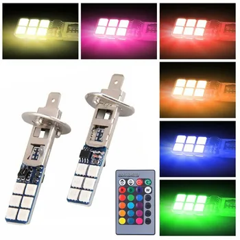 New Arrival High Quality 2pcs H1 12SMD 5050 RGB LED Car Headlight Fog Light Lamp + Remote 24-key Controller
New Arrival High Quality 2pcs H1 12SMD 5050 RGB LED Car Headlight Fog Light Lamp + Remote 24-key Controller