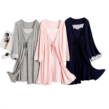 Sleep Maternity Clothings Pregnancy pregnant women pajamas women breastfeeding nightdress Long sleeve Coat+Dress Thin section 
Sleep Maternity Clothings Pregnancy pregnant women pajamas women breastfeeding nightdress Long sleeve Coat+Dress Thin section