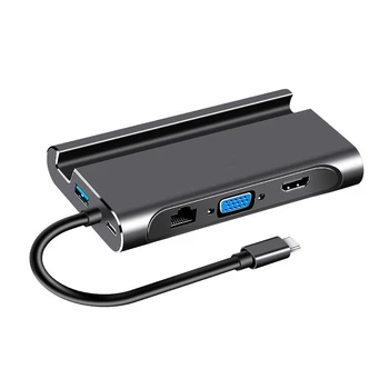 7 in 1 Type C Docking Station Hdmi USB 3.0 HDMI VGA RJ45 PD USB Hub Adapter for Laptop Pro Dock Hub-Black
7 in 1 Type C Docking Station Hdmi USB 3.0 HDMI VGA RJ45 PD USB Hub Adapter for Laptop Pro Dock Hub-Black