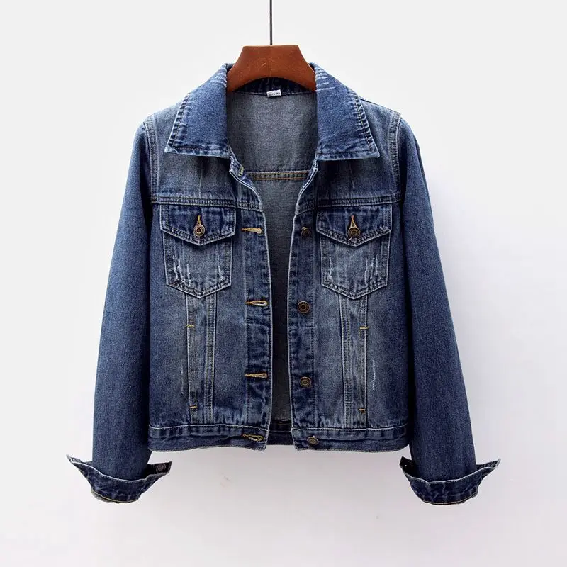 Autumn Vintage Blue Denim Jacket Coat Women Korean Cowboy Outerwear Frayed Slim Short Big Pocket Long Sleeve Jeans Jacket Female
Autumn Vintage Blue Denim Jacket Coat Women Korean Cowboy Outerwear Frayed Slim Short Big Pocket Long Sleeve Jeans Jacket Female