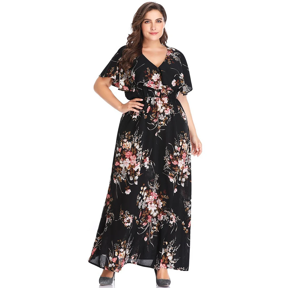 Fashion Women Autumn Spring Short Sleeve Print Long Dress Elegant Sexy Deep V-neck Large Size Dress For Women Loose Party Dress
Fashion Women Autumn Spring Short Sleeve Print Long Dress Elegant Sexy Deep V-neck Large Size Dress For Women Loose Party Dress