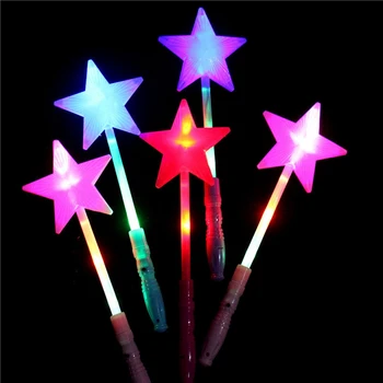 

1Pc Random Girls Hollow Star LED Glowing Sticks Toys Kids Flashing Fairy Wand Sticks Concert Cheering Props Glow Party Supplies