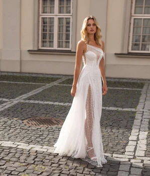 Boho Wedding Dress One Shoulder Lace Sexy Side Slit Beach Wedding Dresses Backless Wedding Gown Bride Dress Vestido De Noiva
Boho Wedding Dress One Shoulder Lace Sexy Side Slit Beach Wedding Dresses Backless Wedding Gown Bride Dress Vestido De Noiva