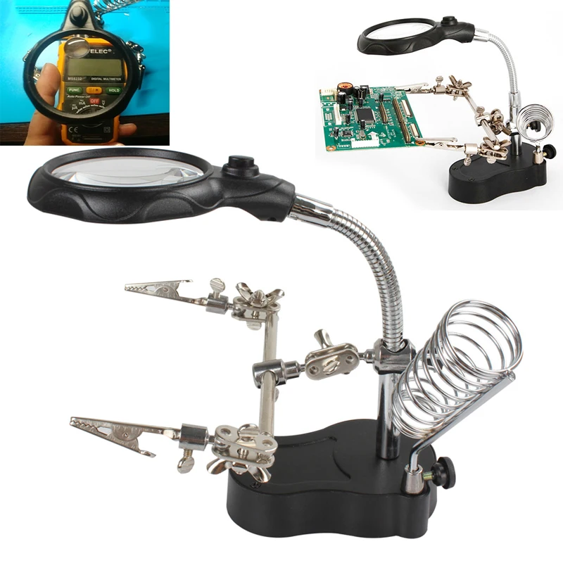 Desk Lamp Welding Magnifier with 3.5x-12x Led Light Clip Loupe Hand Repair Tool Three Clip Soldering Iron Table Lamp
Desk Lamp Welding Magnifier with 3.5x-12x Led Light Clip Loupe Hand Repair Tool Three Clip Soldering Iron Table Lamp