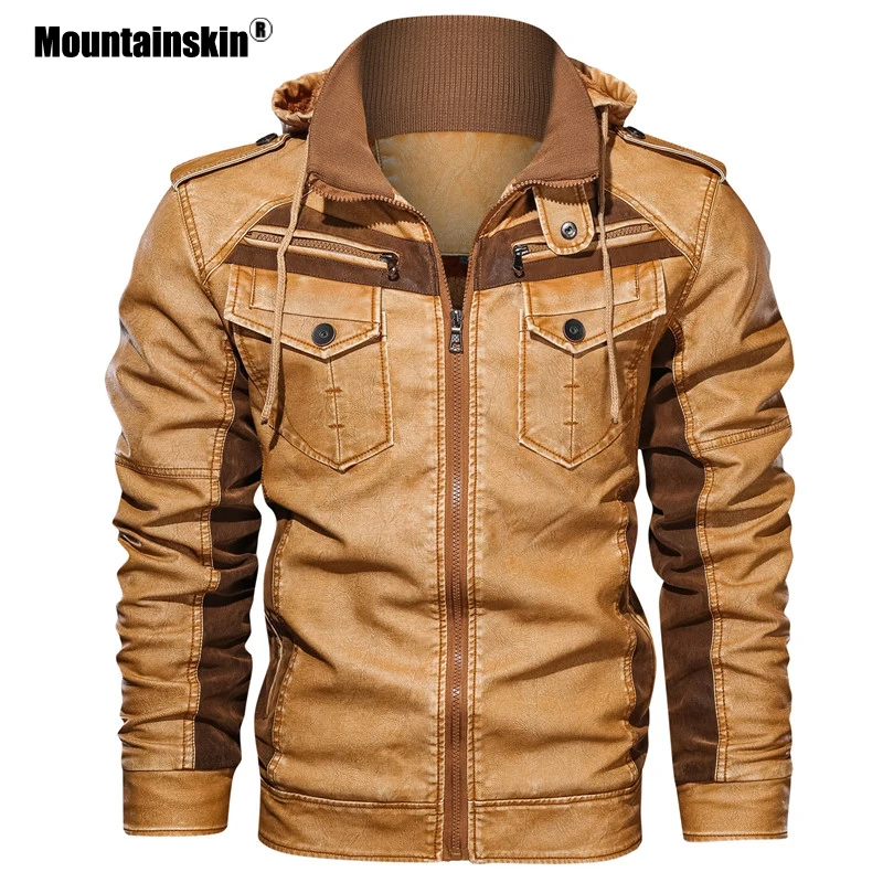 Mountainskin Men's Leather Jackets Winter Fleece Thick Mens Hooded Motorcycle PU Coats Male Fashion Outwear Brand Clothing SA794
Mountainskin Men's Leather Jackets Winter Fleece Thick Mens Hooded Motorcycle PU Coats Male Fashion Outwear Brand Clothing SA794