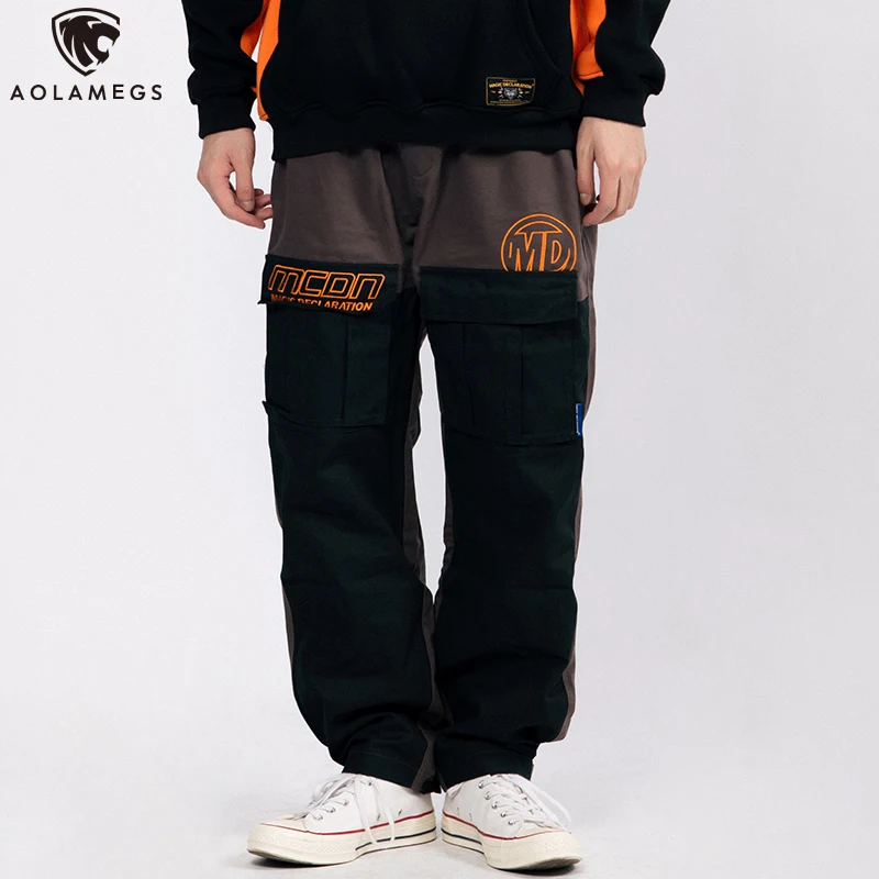 Aolamegs Men Pants Patchwork Color Sweatpants Casual Drawstring Elastic Waist Big Pockets Cargo All-match Pants Streetwear
Aolamegs Men Pants Patchwork Color Sweatpants Casual Drawstring Elastic Waist Big Pockets Cargo All-match Pants Streetwear