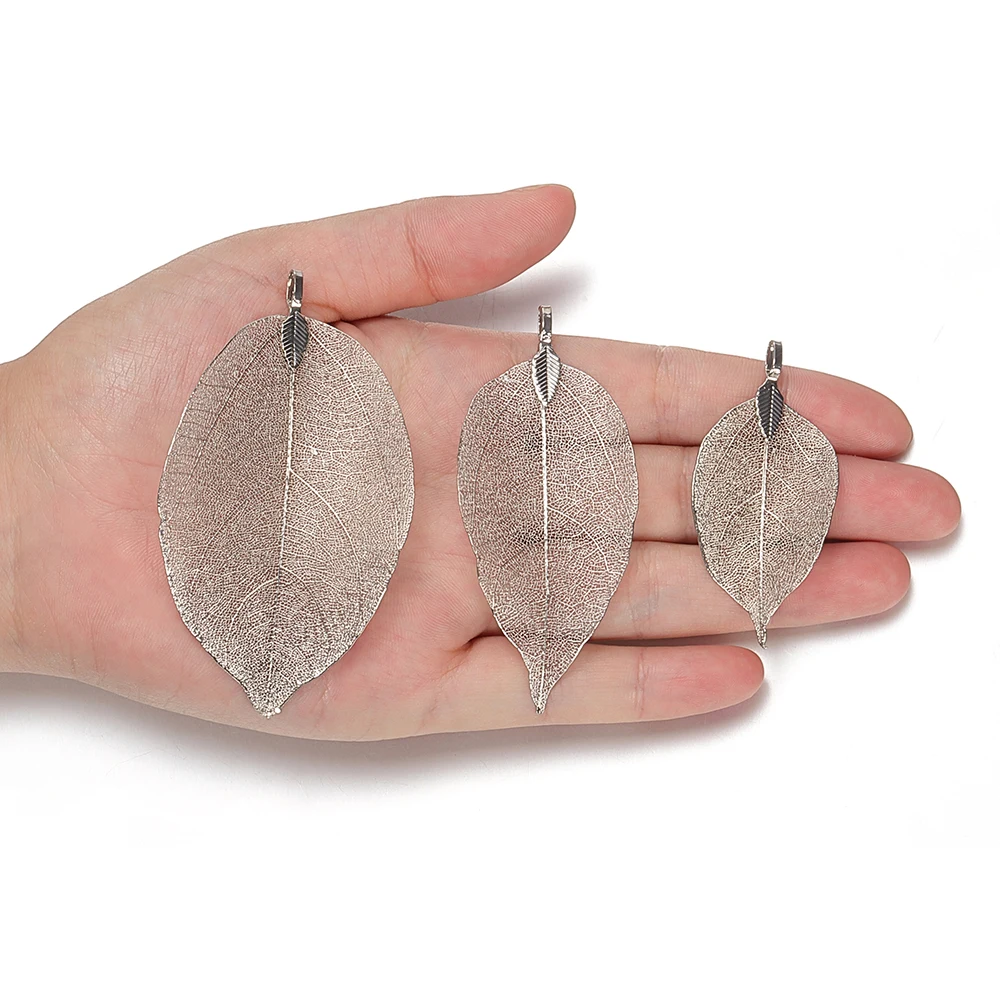 Zawieszki metalowe w kształcie liścia, 2 sztuki/1 para, do biżuterii rękodzielniczej DIY - Wianko - 5