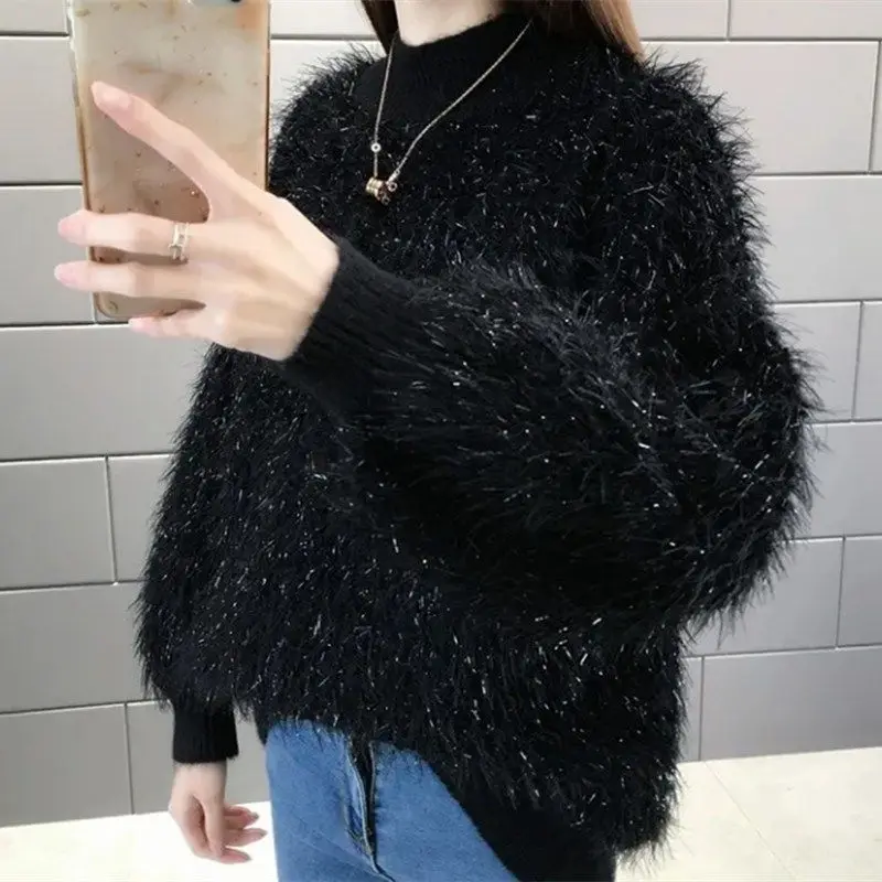 Black Red Flocking Furry Plush Winnter O-Collar Pullover Warm Sweater Women's Sweaters Women Girl Pull Slim Top Outer Coat Cloth
Black Red Flocking Furry Plush Winnter O-Collar Pullover Warm Sweater Women's Sweaters Women Girl Pull Slim Top Outer Coat Cloth