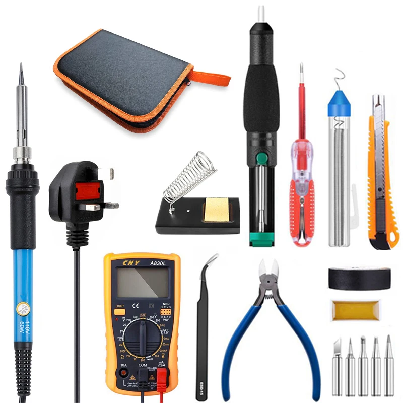 Temperature Electric Soldering Iron Kit 110V 220V 60W Soldering Iron kit With Multimeter Desoldeirng Pump Welding Tool
Temperature Electric Soldering Iron Kit 110V 220V 60W Soldering Iron kit With Multimeter Desoldeirng Pump Welding Tool