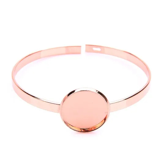 

2pcs/lot copper 20mm 5 Colors Plated Bangle Base Bracelet Blank Findings Tray Bezel Setting Cabochon Cameo