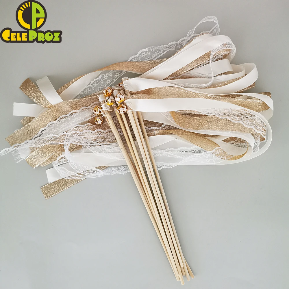 50Pcs Ivory Ribbon Wands Lace Fairy Sticks With Bells Wedding Twirling Streamers Wedding Ribbon Stick Noise Maker Party Supplies
50Pcs Ivory Ribbon Wands Lace Fairy Sticks With Bells Wedding Twirling Streamers Wedding Ribbon Stick Noise Maker Party Supplies
