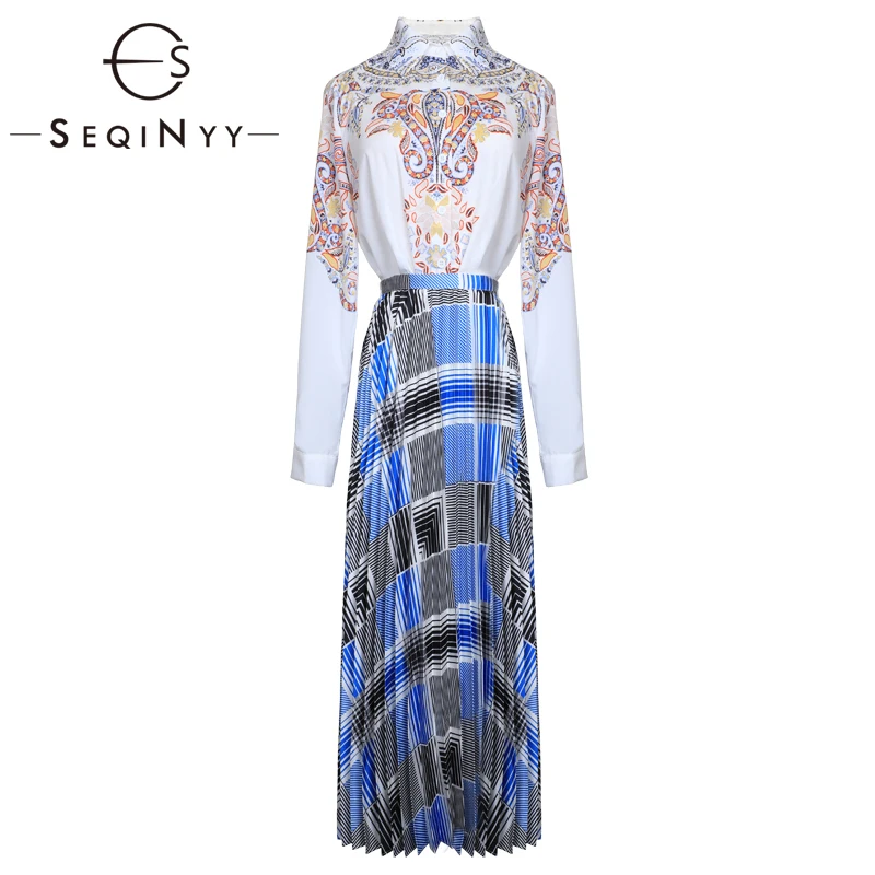 SEQINYY Casual Set 2020 Spring Autumn New Fashion Design Women Long Sleeve Flower Print White Shirt + Plaid Blue Long Skirt Suit
SEQINYY Casual Set 2020 Spring Autumn New Fashion Design Women Long Sleeve Flower Print White Shirt + Plaid Blue Long Skirt Suit