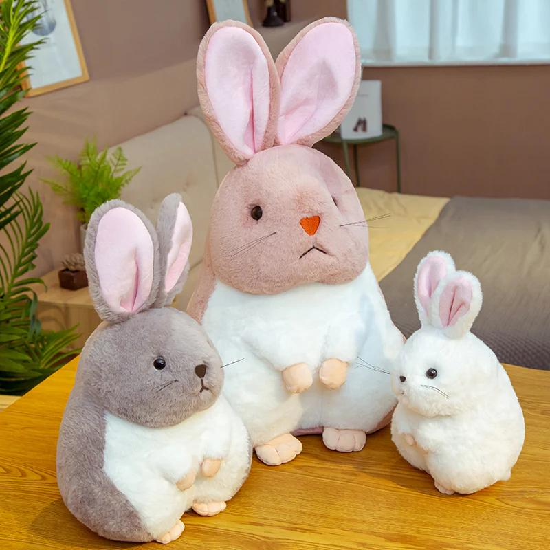 Плюшевая кукла-кролик размер 25-60 см цвет белый серый розовый мягкий мех