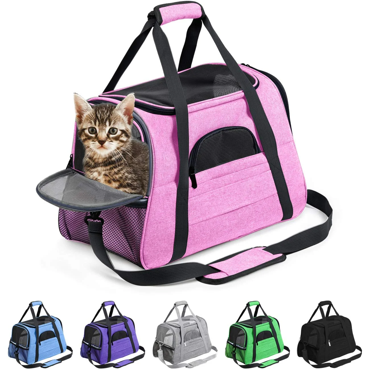 

Portable Soft-sided Pet Carrier Airline Approved Transport Carriers for Small Dog Cat Animals Pet Travel Breathable Carrying Bag