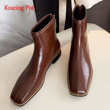 Krazing pot new large size Chelsea boots genuine leather all-match square toe thick low heel zipper beauty lady ankle boots L2f1
Krazing pot new large size Chelsea boots genuine leather all-match square toe thick low heel zipper beauty lady ankle boots L2f1