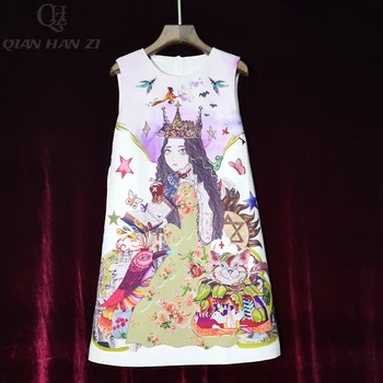 Qian Han Zi 2020 Designer Fashion Summer Dress Women's sleeveless pattern Printed Girl crown Diamond Elegant vest mini dress
Qian Han Zi 2020 Designer Fashion Summer Dress Women's sleeveless pattern Printed Girl crown Diamond Elegant vest mini dress