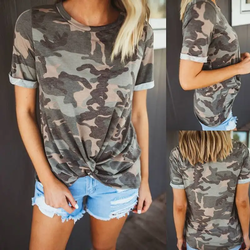 2019 Fashion Casual Camouflage Round Neck Short Sleeve Bandage Women Tshirt Summer Tees Casual Women Shirt
2019 Fashion Casual Camouflage Round Neck Short Sleeve Bandage Women Tshirt Summer Tees Casual Women Shirt