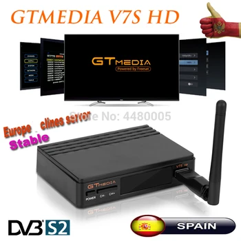 

Gtmedia V7S DVB-S2 Satellite tv receiver Freesat v7 Support PowerVu,DRE Biss key Spain Europe Cline For 1 Year