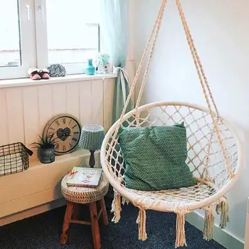 Nordic Style Hammock Chair Swing Chair Hanging Kit Beige Cotton Knitting Garden Tassels Rope Swing Balcony Chair Indoor Outdoor
Nordic Style Hammock Chair Swing Chair Hanging Kit Beige Cotton Knitting Garden Tassels Rope Swing Balcony Chair Indoor Outdoor