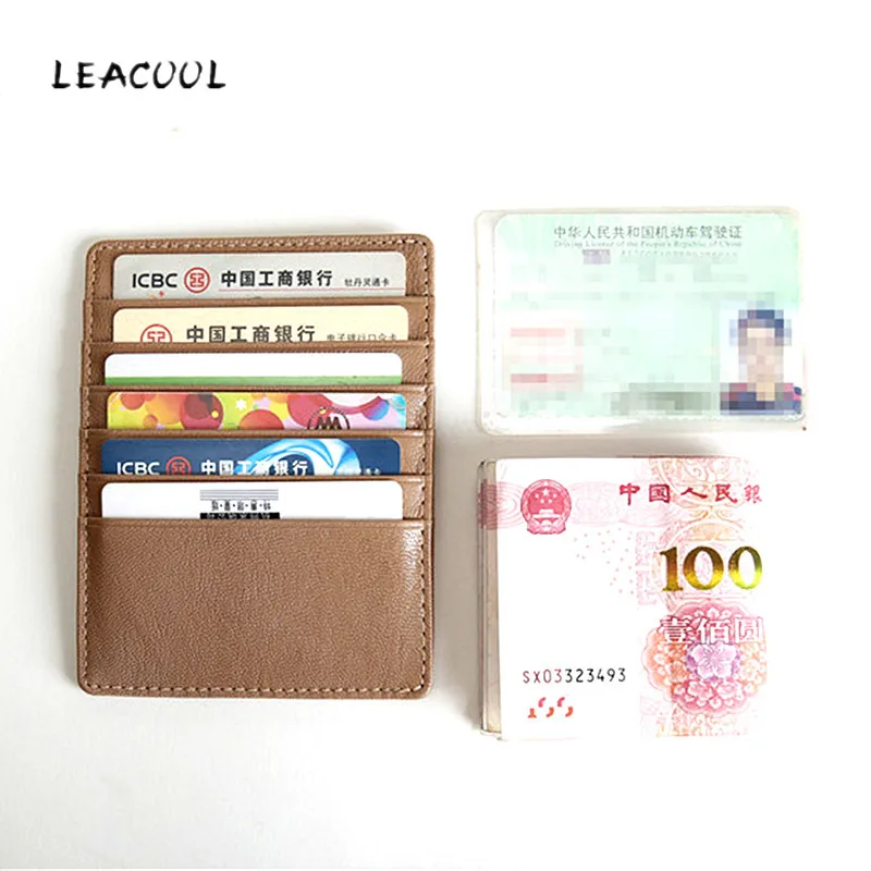 LEACOOL 100% Real Leather Convenient ID Pocket Bank Credit Card Case Thin Card Wallet Men Cash Cards Pack Bus Card Holder NEW
LEACOOL 100% Real Leather Convenient ID Pocket Bank Credit Card Case Thin Card Wallet Men Cash Cards Pack Bus Card Holder NEW