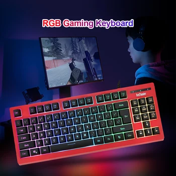 Professional Ultra-slim Wired Keyboard 87-Key Mechanical Feel RGB Backlight Wired Gaming Keyboard for Desktop Laptop PC
Professional Ultra-slim Wired Keyboard 87-Key Mechanical Feel RGB Backlight Wired Gaming Keyboard for Desktop Laptop PC