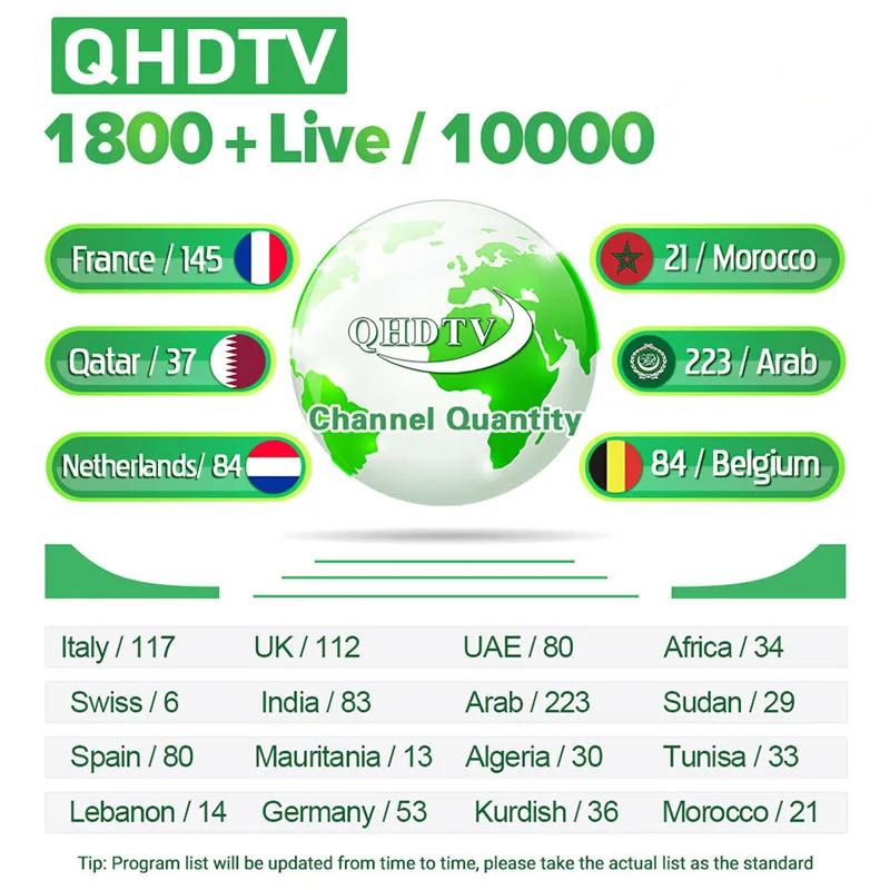 QHDTV 1 Year IPTV Code French Arabic Italy Germany UK SPAIN Netherlands IPTV Subscripion Abonnement Smart TV M3U Android TV Box
QHDTV 1 Year IPTV Code French Arabic Italy Germany UK SPAIN Netherlands IPTV Subscripion Abonnement Smart TV M3U Android TV Box