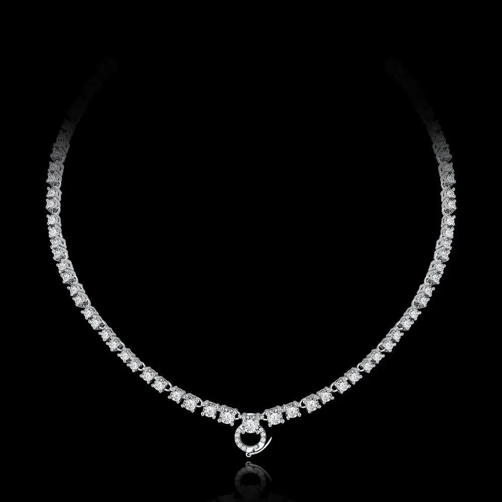 

Trendy Moissanite Choker Necklace 100% Real 925 Sterling silver Party Wedding Chain Necklaces For Women Chocker Jewelry Gift