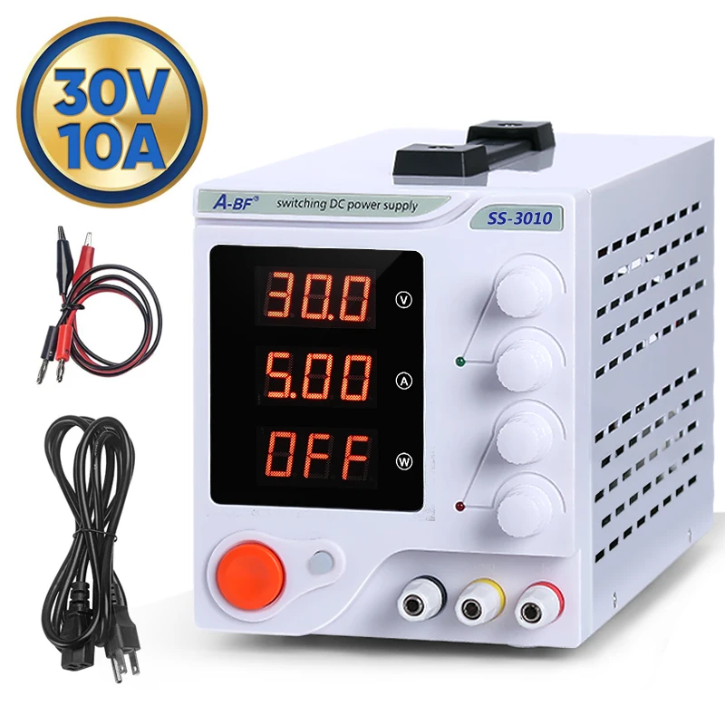 ABF Switching DC Power Supply Laboratory adjustable 30v 10A LCD screen Bench Power Source Regulator 4-digit digital display 220V
ABF Switching DC Power Supply Laboratory adjustable 30v 10A LCD screen Bench Power Source Regulator 4-digit digital display 220V