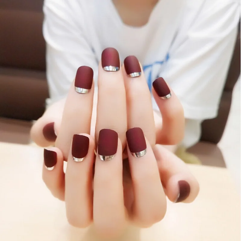 New 24Pcs French Acrylic False Nail Tips with 2g Glue Manicure Art for False Nails Matte Metal Edge Fake Nails Sticker
New 24Pcs French Acrylic False Nail Tips with 2g Glue Manicure Art for False Nails Matte Metal Edge Fake Nails Sticker
