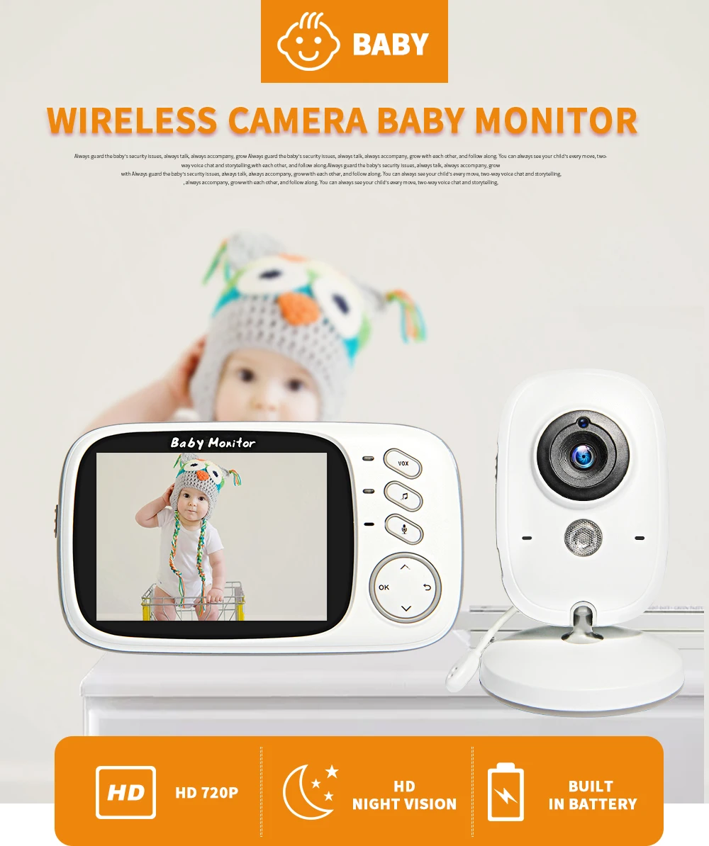 Baby Monitor 3.2 inch High Resolution Wireless Video Color Night Vision Temperature Sleeping Monitor Baby Nanny Security Camera
Baby Monitor 3.2 inch High Resolution Wireless Video Color Night Vision Temperature Sleeping Monitor Baby Nanny Security Camera