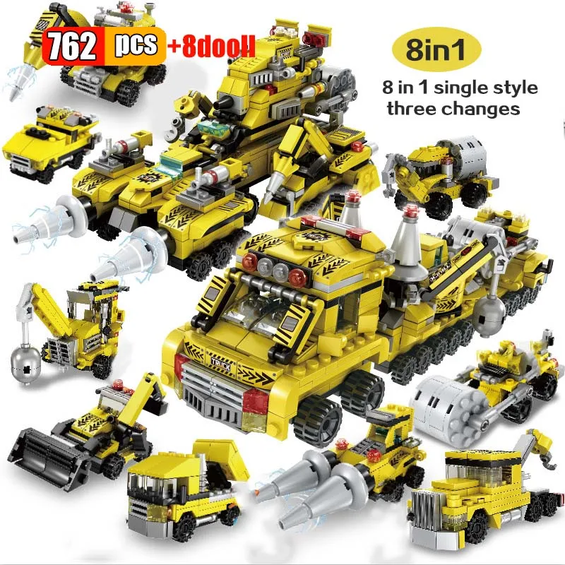 762Pcs 8 IN 2 Urban Engineering Deformation Series Building Blocks Bulldozer Excavator Crane Vehicle Trailer Model Assembly Toys
762Pcs 8 IN 2 Urban Engineering Deformation Series Building Blocks Bulldozer Excavator Crane Vehicle Trailer Model Assembly Toys
