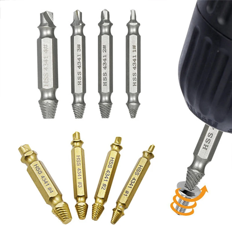 8 Pcs Damaged Screw Extractors Set, Broken Screw Stripped Bolt Remover, Hss 4341# 58-60 Hrc Hardness - Gold, Silver
8 Pcs Damaged Screw Extractors Set, Broken Screw Stripped Bolt Remover, Hss 4341# 58-60 Hrc Hardness - Gold, Silver