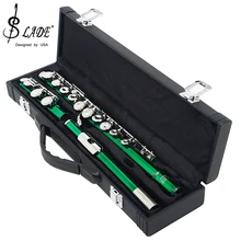 

SLADE Green 16 Holes C Tone Flute With E Key Woodwind Instrument Concert Cupronickel Flute With Padded Bag Music Accessories