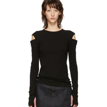 Early Autumn Long-Sleeved Off-the-Shoulder Tight Black Woman Top Bottoming Shirt Cuff Hole T-shirt Women's
Early Autumn Long-Sleeved Off-the-Shoulder Tight Black Woman Top Bottoming Shirt Cuff Hole T-shirt Women's