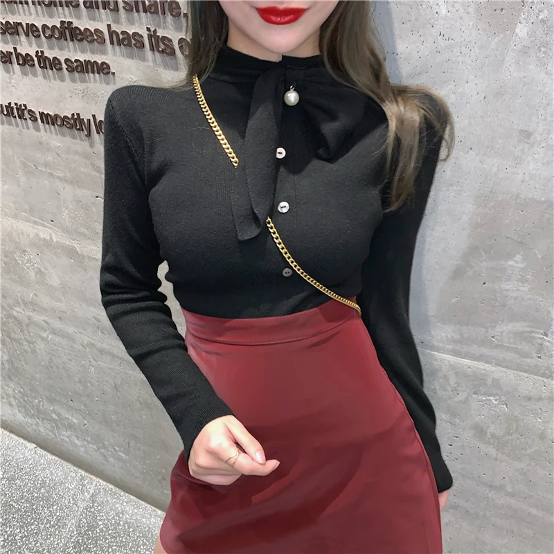 New Autumn / Winter 2020 Knitted Pullover Women's Sweater Korean Version Bow Tie Fashion Top Large Size Slim Sexy Temperament
New Autumn / Winter 2020 Knitted Pullover Women's Sweater Korean Version Bow Tie Fashion Top Large Size Slim Sexy Temperament