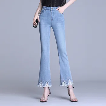 Women Light Blue Bootcut Jeans 2020 Summer Elegant HIgh Waist Crystal Beaded Lace Patchwork Denim Pants Ankle Length Flare Jeans
Women Light Blue Bootcut Jeans 2020 Summer Elegant HIgh Waist Crystal Beaded Lace Patchwork Denim Pants Ankle Length Flare Jeans