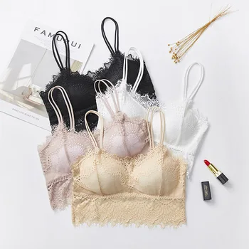 CHRLEISURE Lace-wrapped Sexy Push Up Bra Beautiful Back Bandage Lingerie Base Anti-light-out Strap Bralette