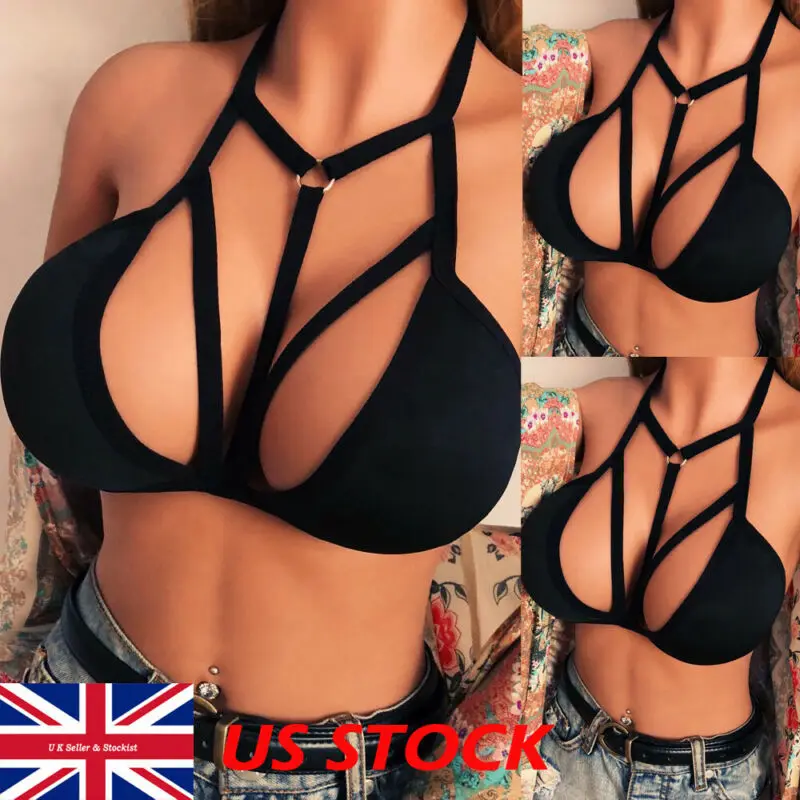 Neck Hung Black Sports Bra Cross Strap Harness Bralette Bralet Bra Bustier Women Vest Cage Cropped Tops
Neck Hung Black Sports Bra Cross Strap Harness Bralette Bralet Bra Bustier Women Vest Cage Cropped Tops