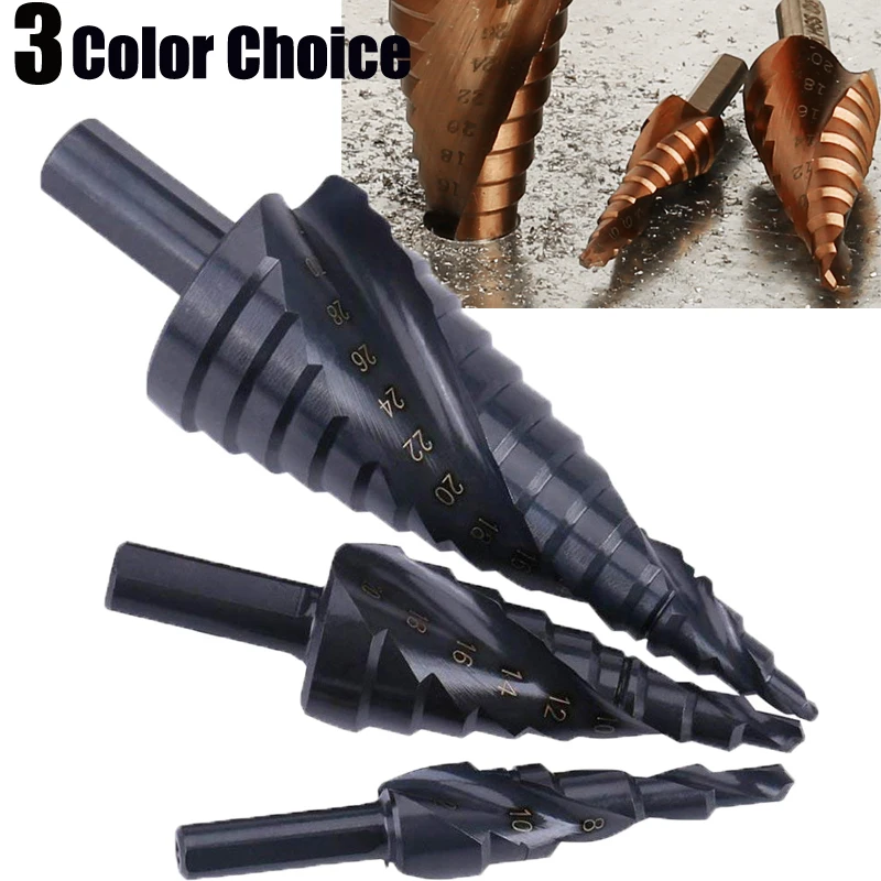 3 Color HSS Step Drill Bit Set Titanium Coated Drilling Power Tools for Metal High Speed Steel Wood Hole Cutter Cone Taper Drill
3 Color HSS Step Drill Bit Set Titanium Coated Drilling Power Tools for Metal High Speed Steel Wood Hole Cutter Cone Taper Drill