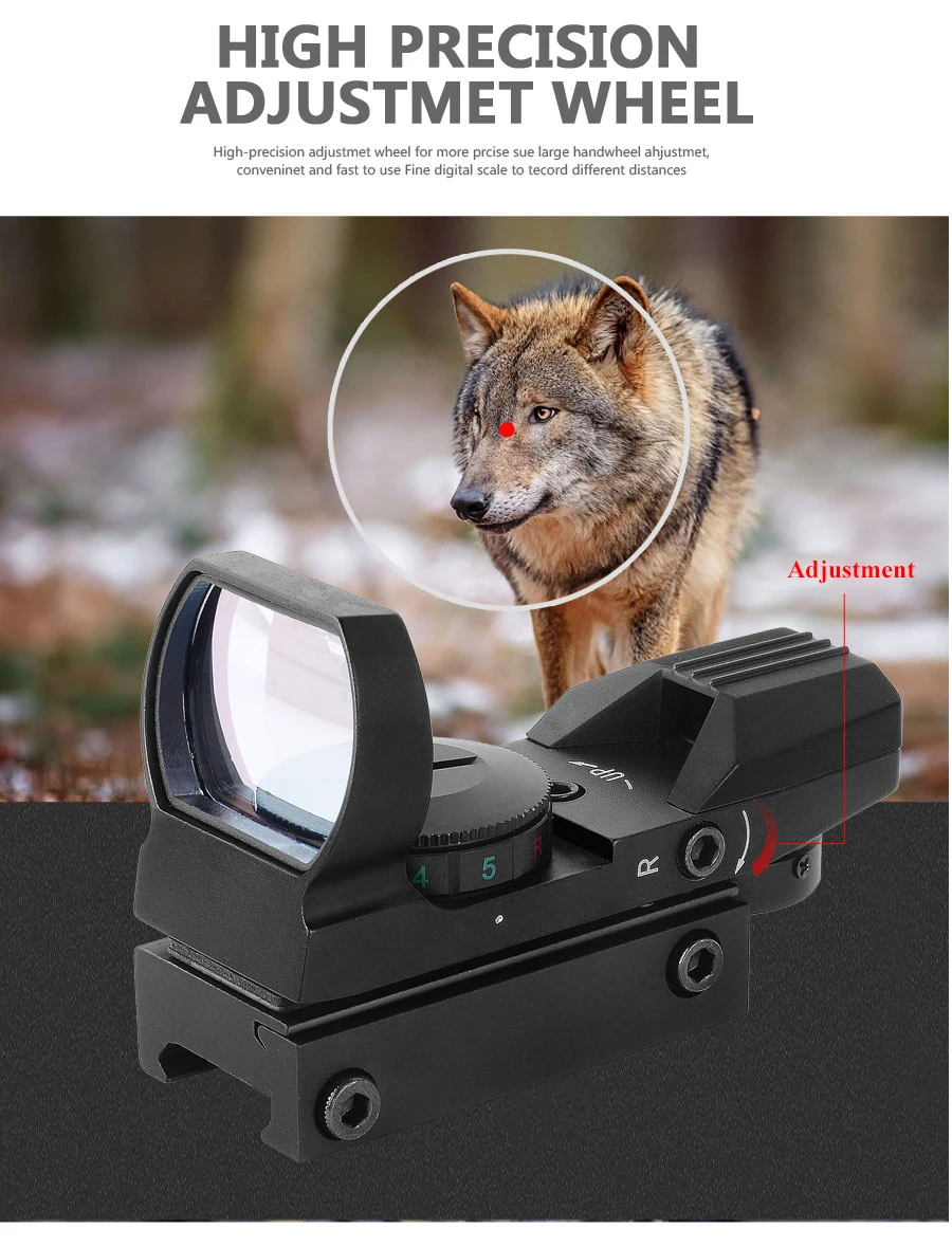 Popular 20mm Railway Rifle Mirror Christmas Gift Hunting Tactical Optical Holographic Red Dot Scope Four Change Point Collimator
Popular 20mm Railway Rifle Mirror Christmas Gift Hunting Tactical Optical Holographic Red Dot Scope Four Change Point Collimator