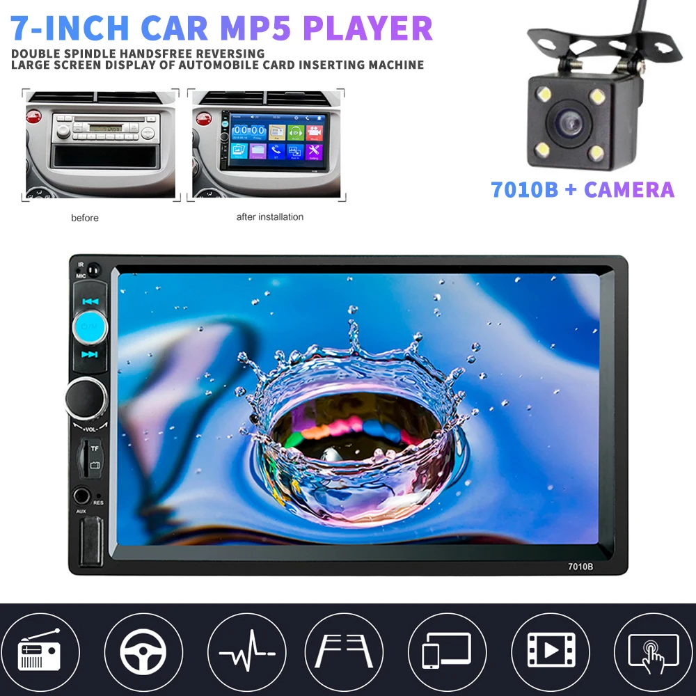 1pc 7" Car Stereo Radio MP5 FM Player bluetooth-compatible 2DIN AUX USB TF MP3 + License Plate Camera + Remote Control Parts
1pc 7" Car Stereo Radio MP5 FM Player bluetooth-compatible 2DIN AUX USB TF MP3 + License Plate Camera + Remote Control Parts
