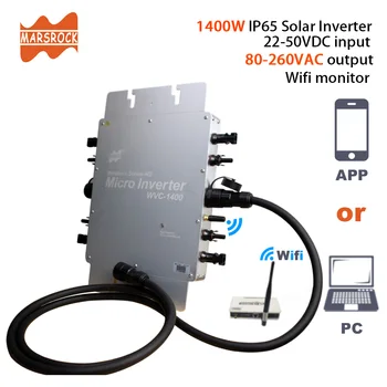CE Certification IP65 1400W MPPT On Grid Micro Solar Inverter, 22-50VDC to 80-280VAC, workable for 4x350W 400W solar panel.
CE Certification IP65 1400W MPPT On Grid Micro Solar Inverter, 22-50VDC to 80-280VAC, workable for 4x350W 400W solar panel.