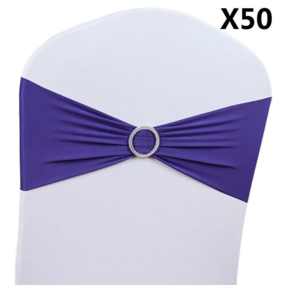 

Hot Sale 50pcs/Lot Spandex Sashes Stretch Wedding Chair Cover Band With Buckle Slider Sashes Bow Decorations For Wedding Banquet