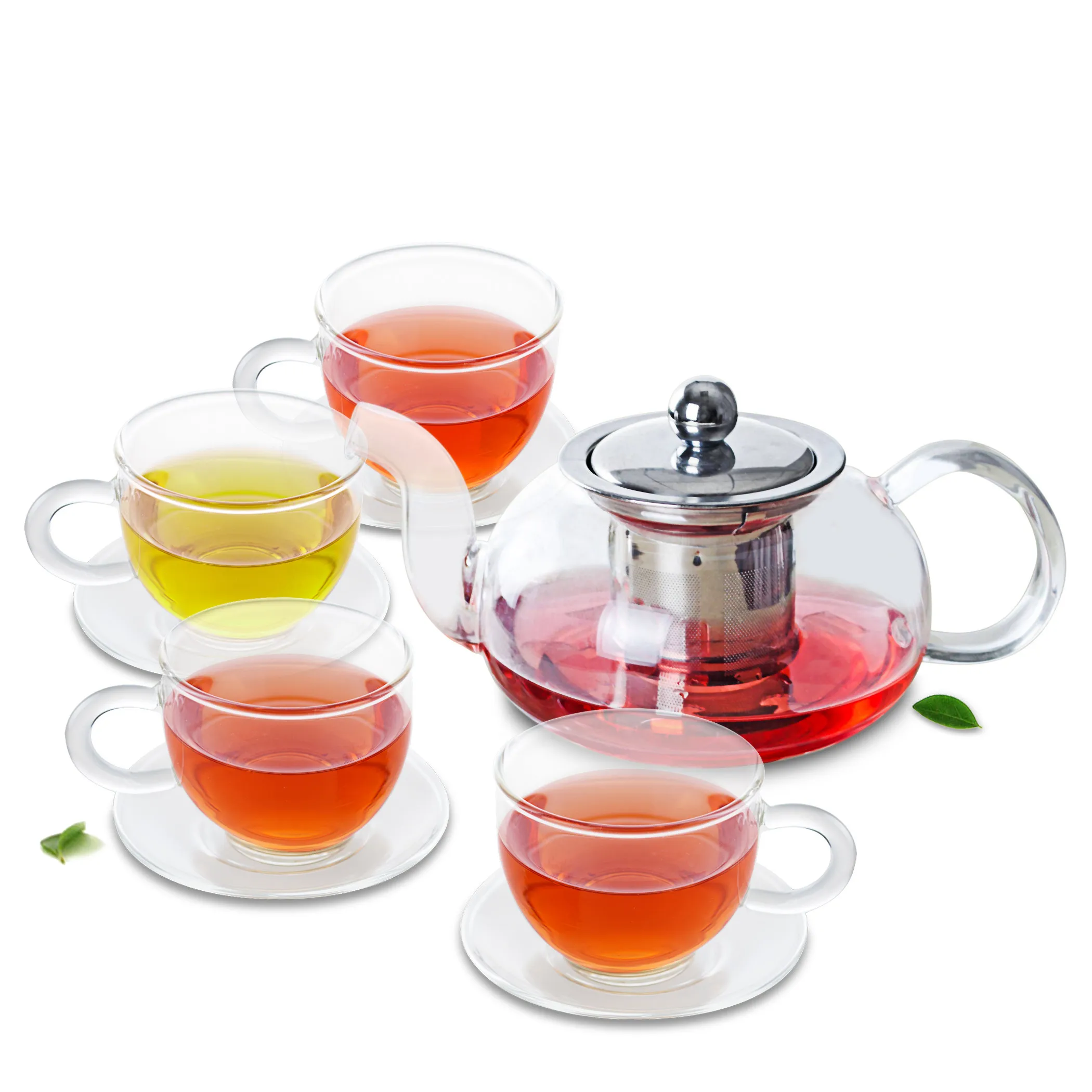 Tea Set -625ml Heat Resistant Glass Teapot & Strainer & Lid+4x Cups & Saucers
Tea Set -625ml Heat Resistant Glass Teapot & Strainer & Lid+4x Cups & Saucers