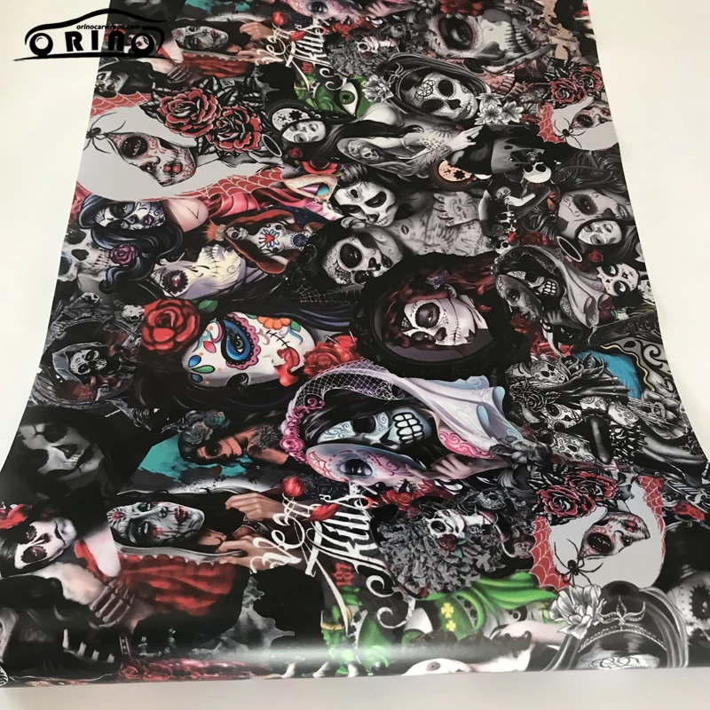 Sugar Skull Sticker Bomb Vinyl Wrap-5