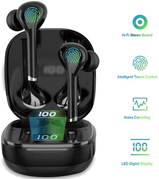 Bluetooth 5.0 Wireless Earbuds with Charging Case,Touch Control Headset HiFi Stereo Sound Mini in Ear Bluetooth Earphones
Bluetooth 5.0 Wireless Earbuds with Charging Case,Touch Control Headset HiFi Stereo Sound Mini in Ear Bluetooth Earphones